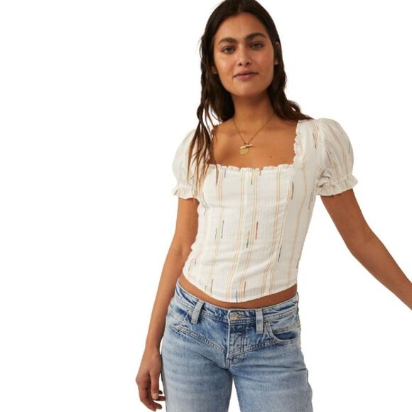 NWT Free People Seratonin Corset Top Ivory Small - Picture 1 of 12